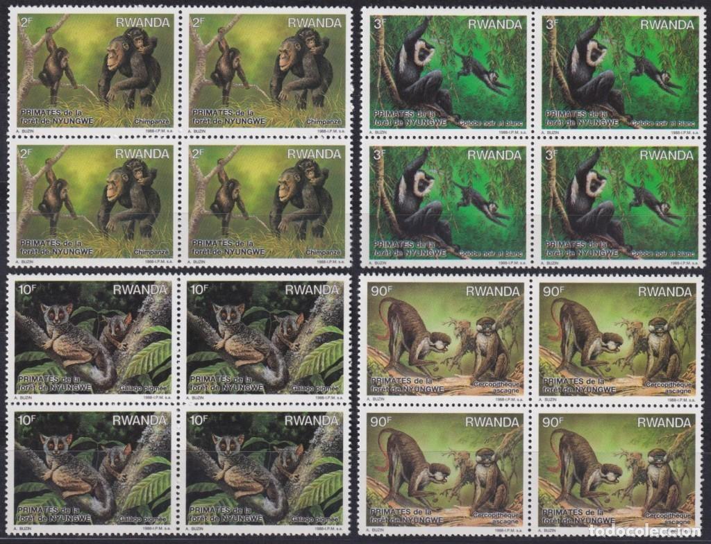 Briefmarken: F-EX63564 RWANDA MNH 1988 BLOCK 4 FAUNA PRIMATES MONKEY.