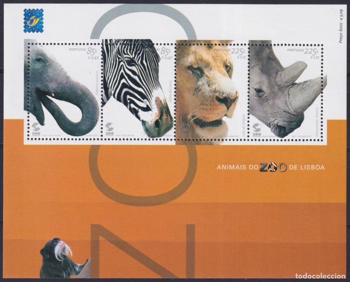 Briefmarken: F-EX59883 PORTUGAL MNH 2001 FAUNA ZOO ELEPHANT LION RHINO ZEBRA.