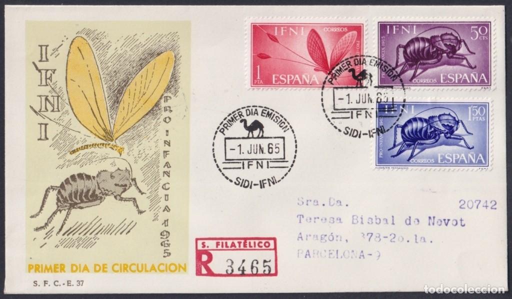 Sellos: F-EX64127 SIDI IFNI MOROCCO 1965 FDC REG PRO CHILDREN BEETLE INSECTS ENTOMOLOGY.