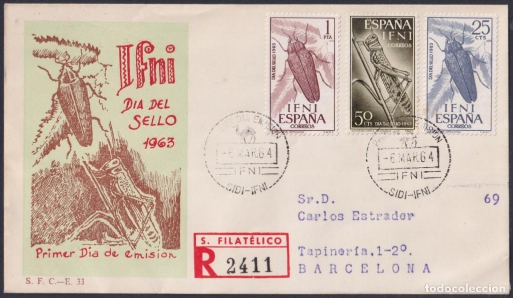 Sellos: F-EX64080 SIDI IFNI MOROCCO 1964 FDC REG STAMP DAY BEETLE INSECTS ENTOMOLOGY.