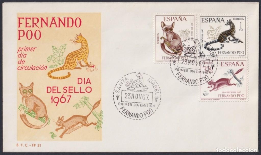 Francobolli: F-EX64143 FERNANDO POO 1967 FDC STAMPS DAY FAUNA SQUIRRELL FELINE.