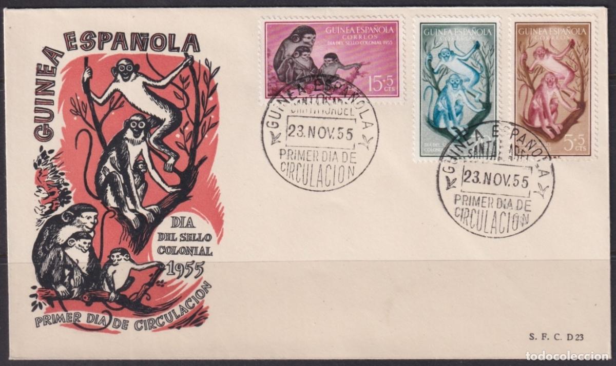Francobolli: F-EX64426 SPANISH GUINEA 1958 FDC COLONIAL STAMPS DAY FAUNA MONKEY MONOS.