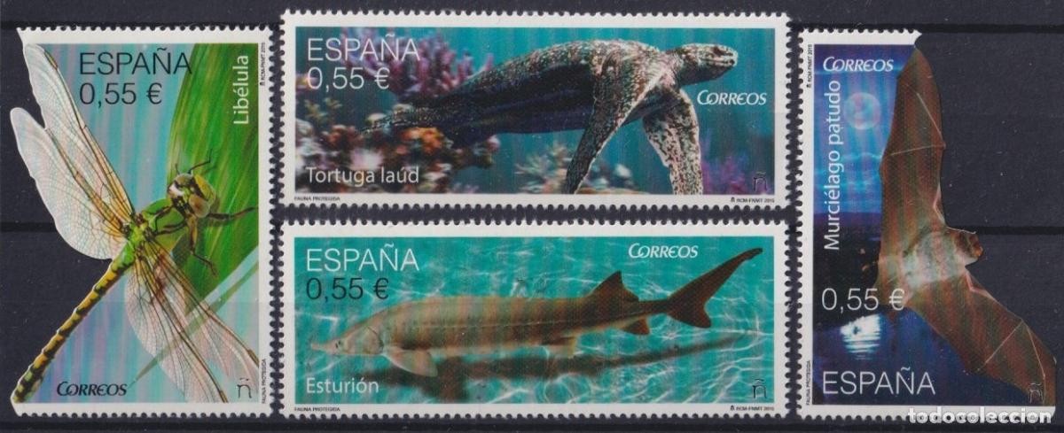 Stamps: F-EX63653 ESPA&Ntilde;A SPAIN 2015 MNH ENDANGERED FAUNA DRAGONFLY SHARK TURTLE.