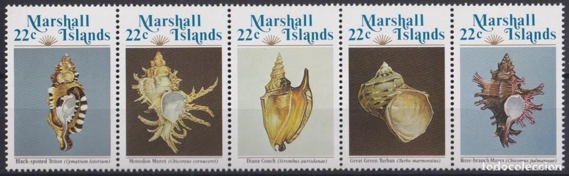 Stamps: F-EX64505 MARSHALL IS MNH 1985 SEA MARINE WILDLIFE REEF CORAL SHELL.