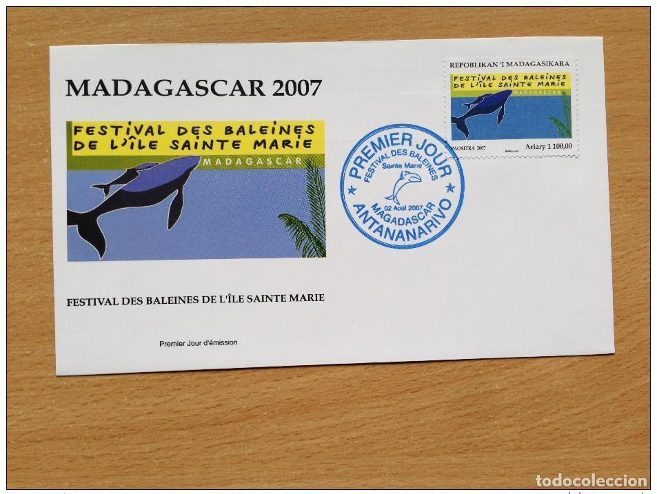 Sellos: Madagascar 2007 Mi. 2650 sobre FDC primer d&iacute;a del Festival de la Ballena y Vida Silvestre