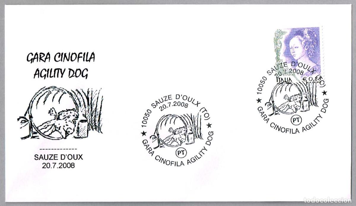 Sellos: Matasellos PERROS - COMPETICION AGILITY DOG. Sauze d'Oux, Italia, 2008