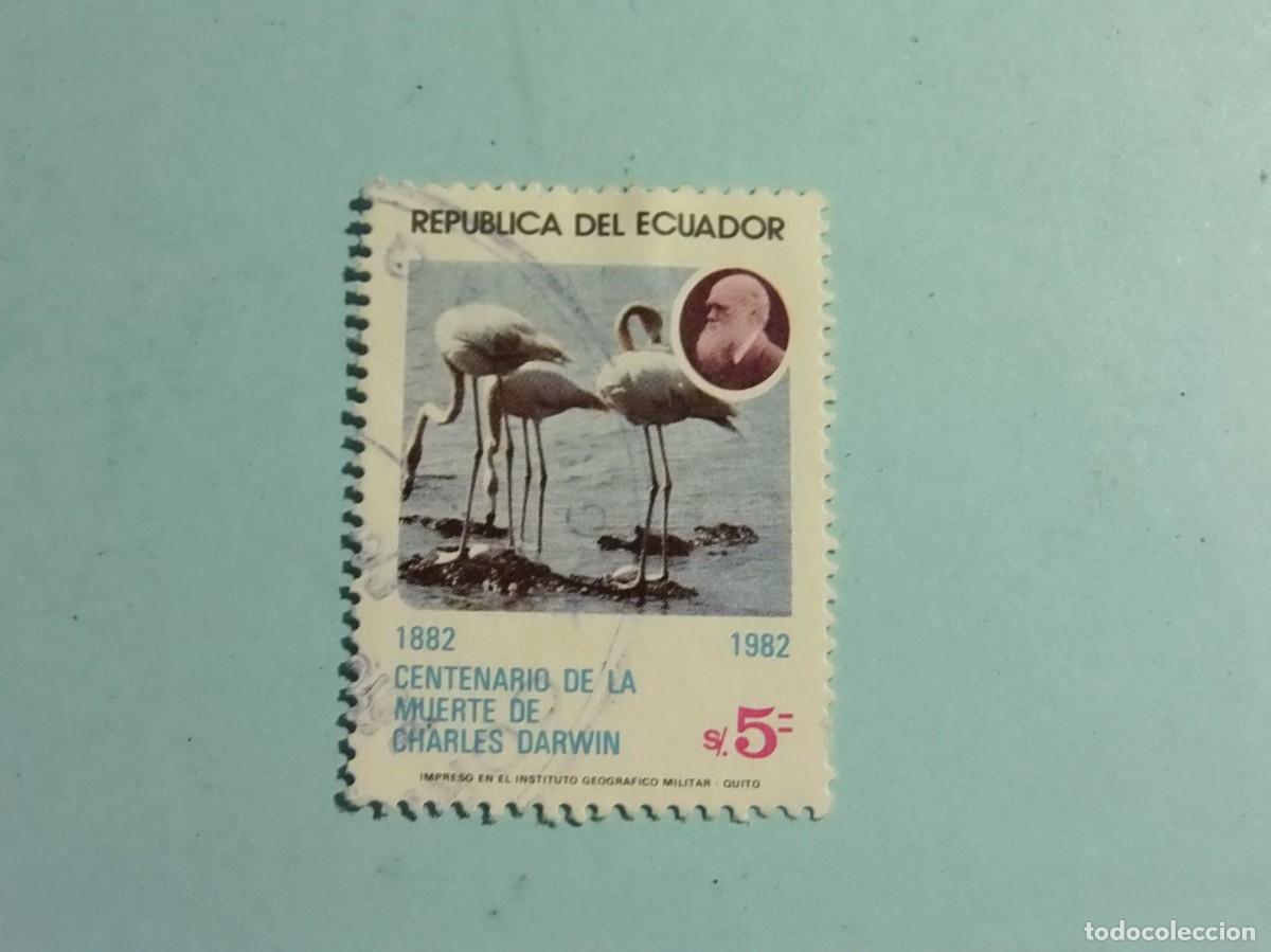 Sellos: ECUADOR 1982 - FAUNA - FLAMENCOS - CENT. MUERTE DE CHARLES DARWIN.
