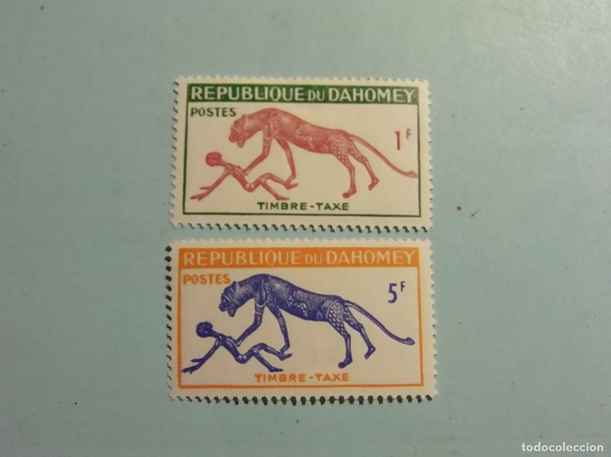 Sellos: BENIN-DAHOMEY 1963 - FAUNA, PANTERA Y FIGURA HUMANA - ARTE TRADICIONAL - NUEVOS.