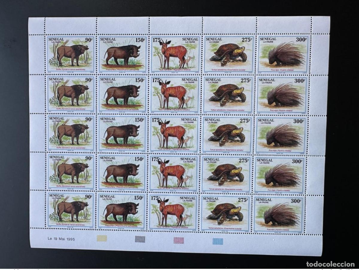 Sellos: Senegal 1995 Mi. 1389 - 1393 Tabla para tortugas silvestres b&uacute;falos jabal&iacute;es