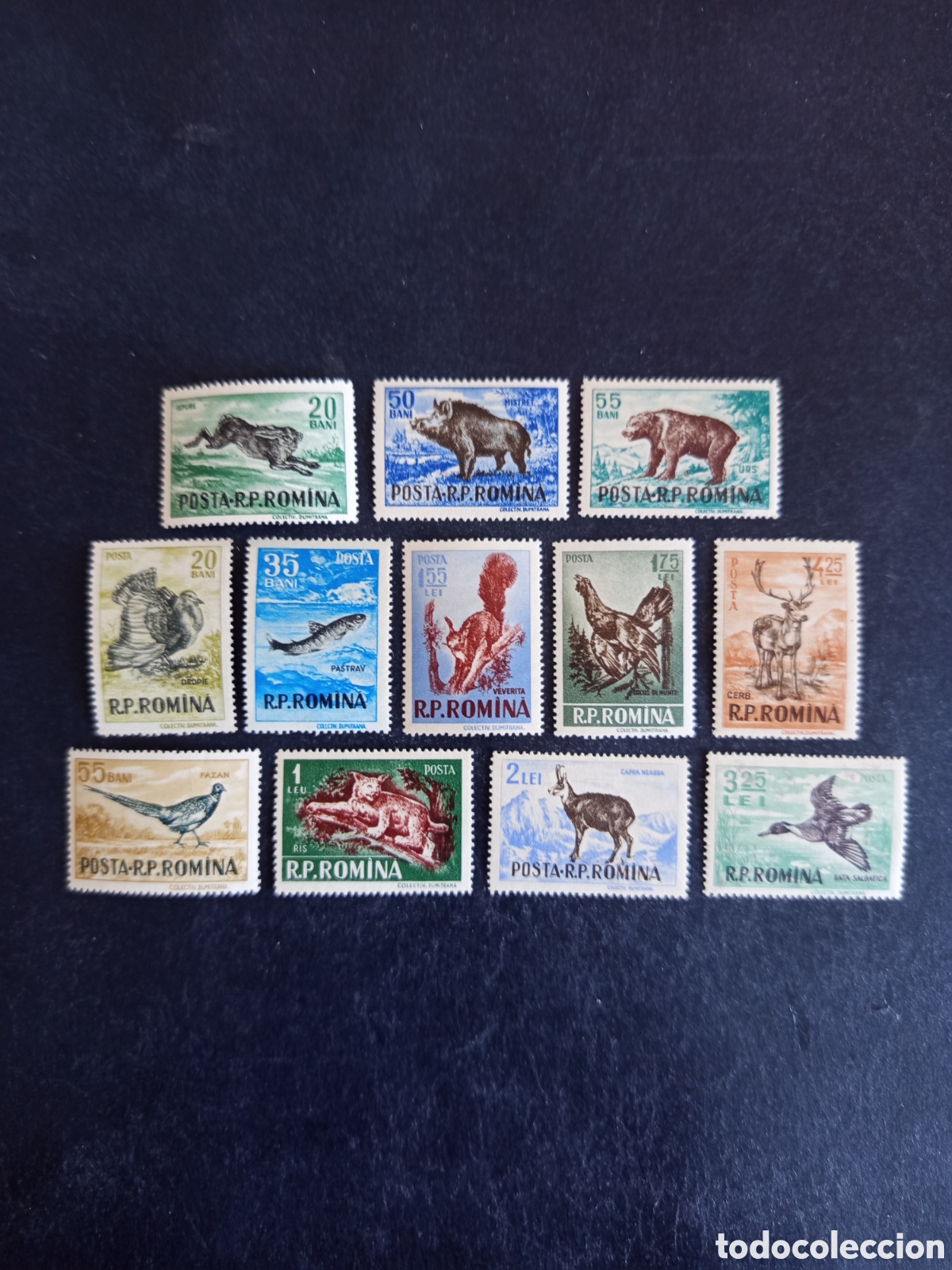 Sellos: Ruman&iacute;a,1956. Fauna. Caza y pesca. Yv 1438/9. Serie completa. Pedido m&iacute;nimo 3 &euro;. Ver fotos.