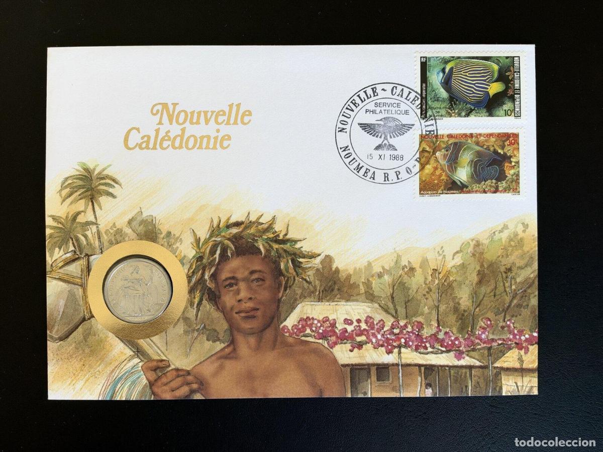 Sellos: Nueva Caledonia sobre numism&aacute;tico 1988 sellos peces