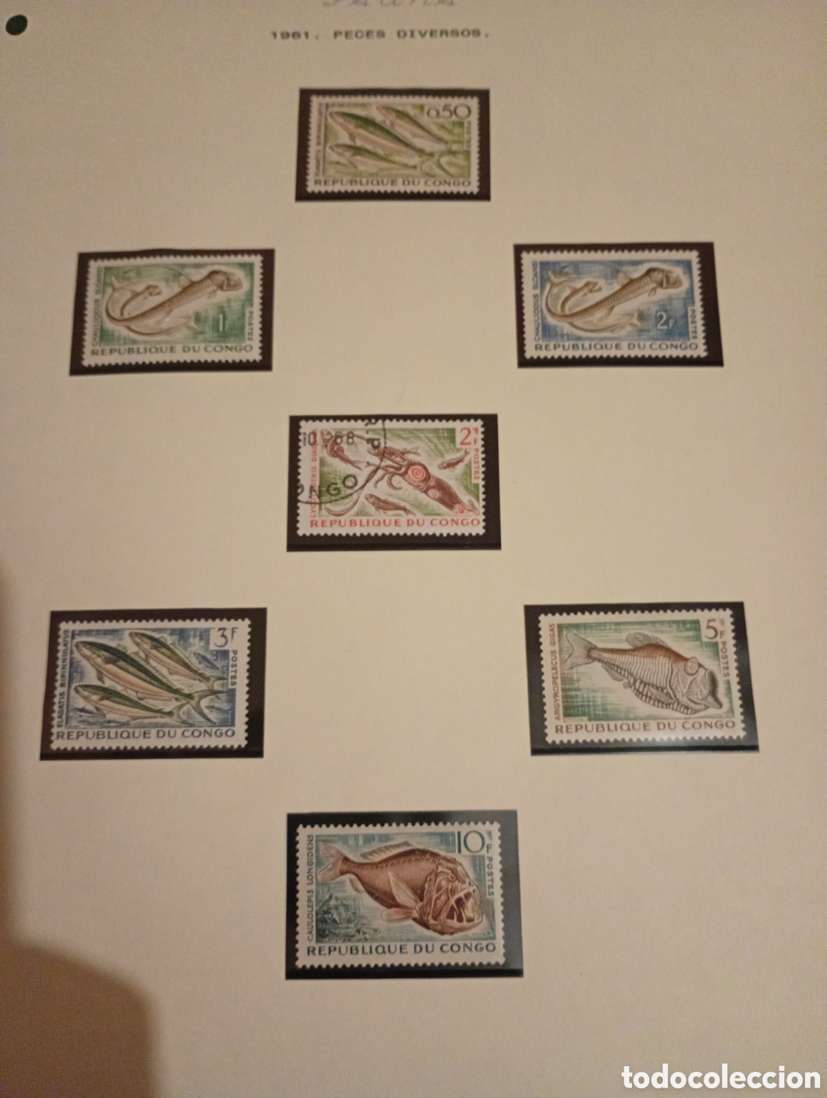 Sellos: Rep&uacute;blica del Bongo 1961 peces tropicales