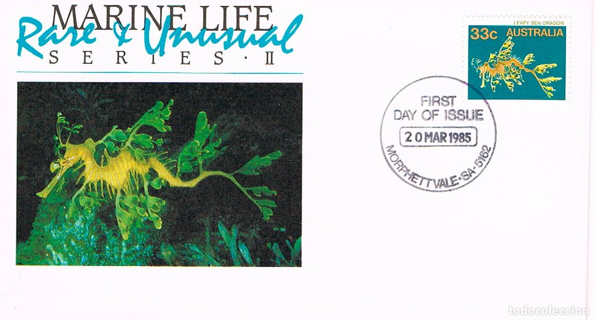 Sellos: AUSTRALIA IVERT N&ordm; 899, DRAGON MARINO FOLIACEO, PRIMER DIA DE 20-3-1985