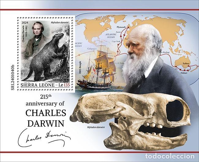 Briefmarken: Sierra Leona 2024 Mi. Bl. 3250 bloque Charles Darwin Beagle evoluci&oacute;n