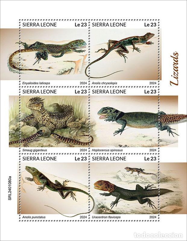 Sellos: Sierra Leona 2024 Mi. 18132-18137 hoja lagartos reptiles