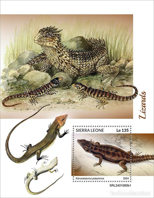 Sellos: Sierra Leona 2024 Mi. Bl. 3152 bloque lagartos reptiles