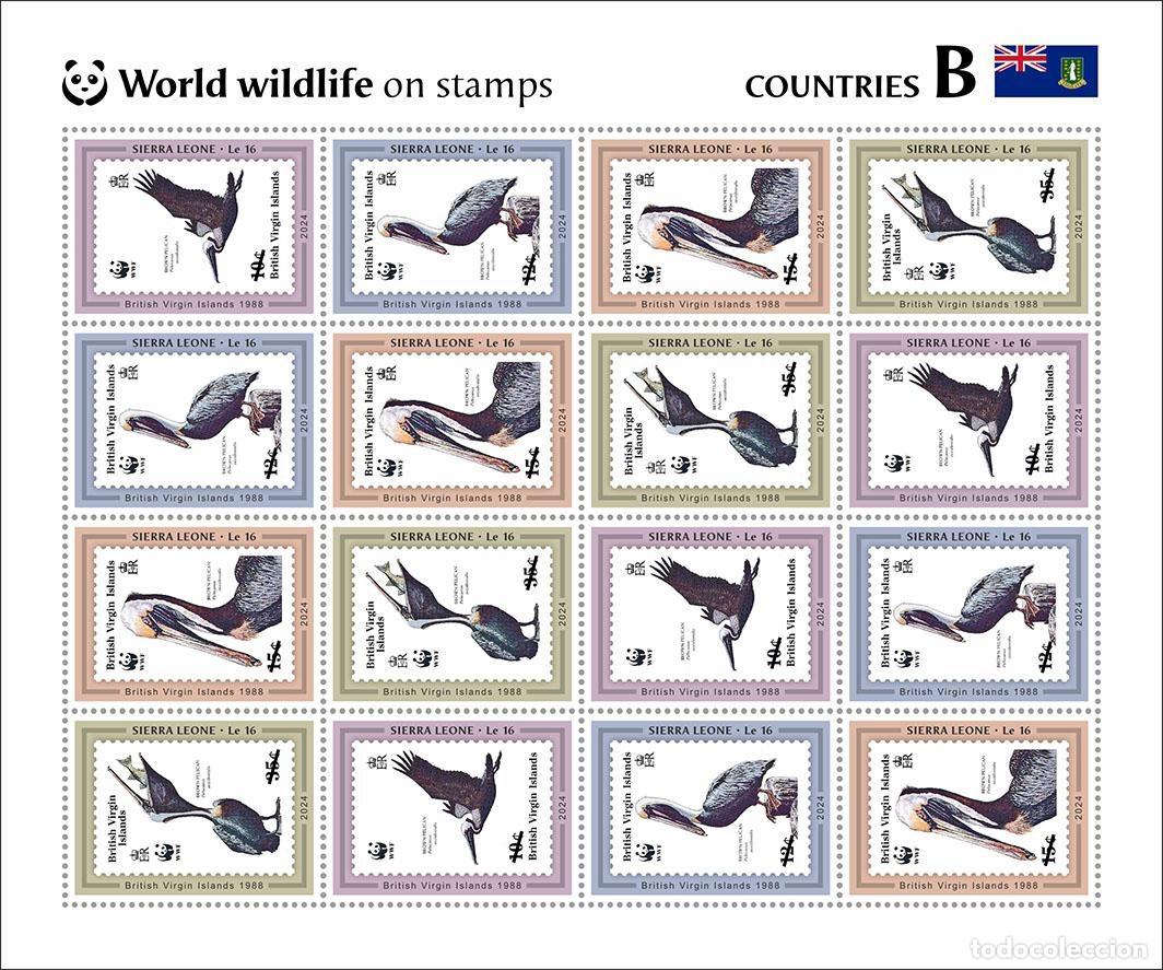 Sellos: Sierra Leona 2024 Mi. 18918-18921 hoja de 16 fauna mundial pa&iacute;s B WWF