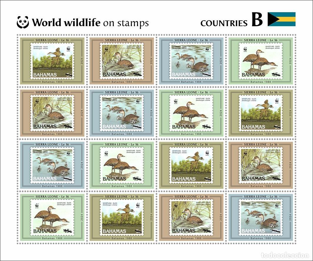Sellos: Sierra Leona 2024 Mi. 18910-18913 hoja 16 fauna mundial pa&iacute;ses B WWF