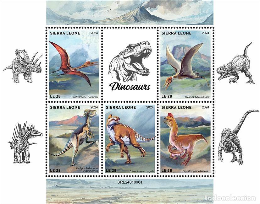 Sellos: Sierra Leona 2024 Mi. 18666-18670 hoja dinosaurios pterosaurios