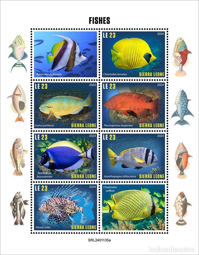 Sellos: Sierra Leona 2024 Mi. 18863-18868 hoja peces tropicales