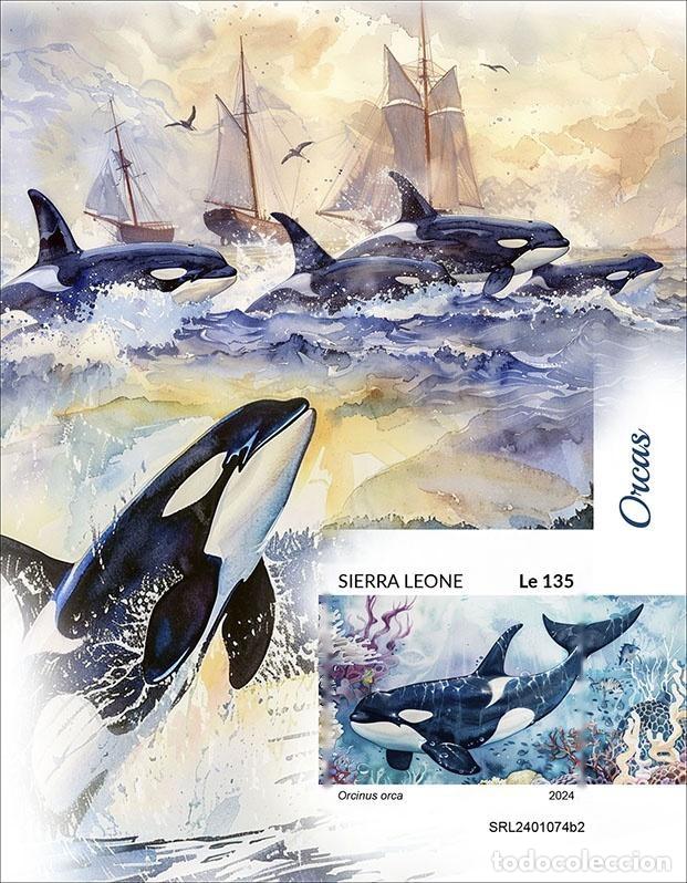 Sellos: Sierra Leona 2024 Mi. Bl. 3141 bloque sin perforar orcas