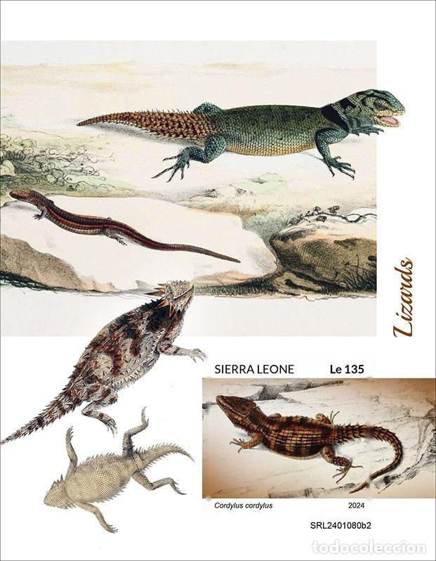 Sellos: Sierra Leona 2024 Mi. Bl. 3153 bloque sin dentar lagartos reptiles