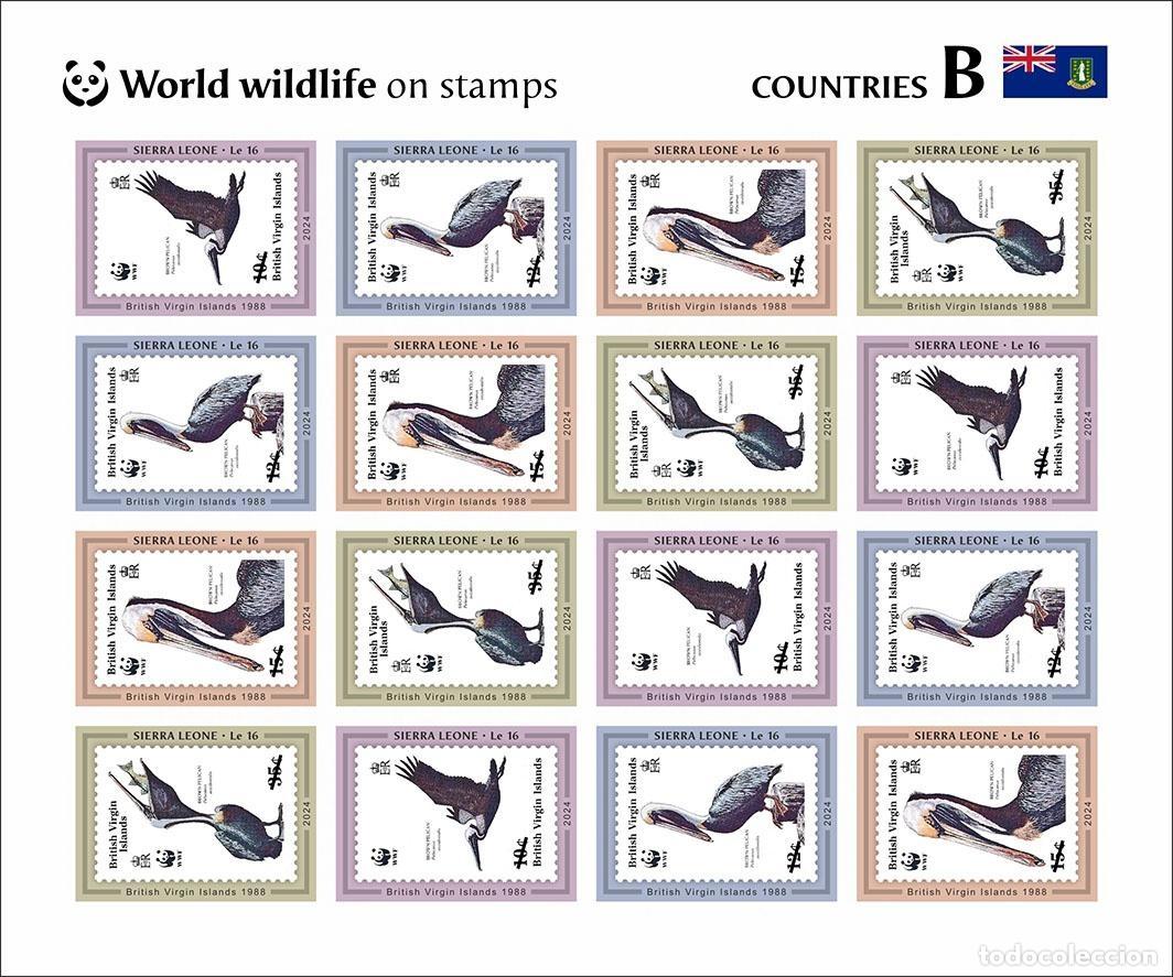 Sellos: Sierra Leona 2024 Mi. 18918-18921 hoja de 16 sin perforar fauna mundial
