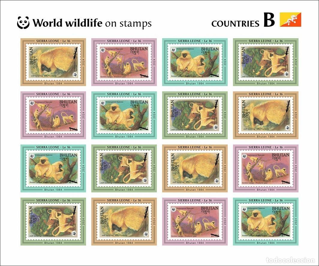 Sellos: Sierra Leona 2024 Mi. 18906-18909 hoja de 16 sin dentar fauna del mundo