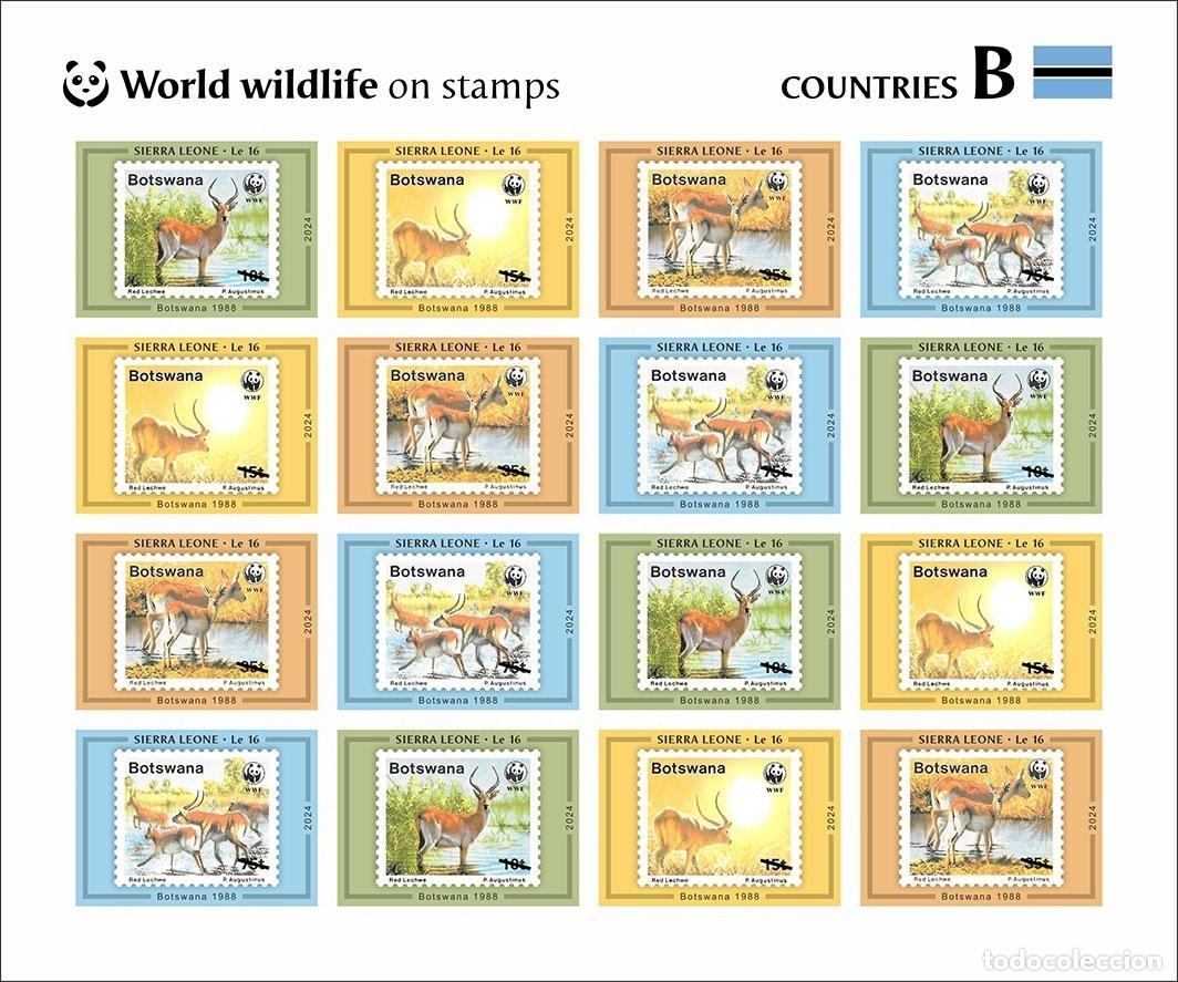 Sellos: Sierra Leona 2024 Mi. 18914-18917 hoja de 16 sin dentar fauna del mundo