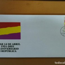 Sellos: SOBRE 90 ANIVERSARIO II REPUBLICA ESPAÑOLA EIBAR 14 DE ABRIL 2021 CON SELLO PERSONALIZADO DE CORREOS