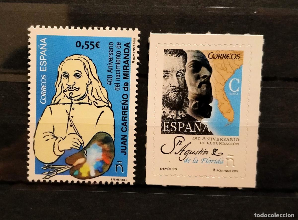 Timbres: Espa&ntilde;a 2015 Edifil 4991 - 4992 MNH** Bajo Facial Efem&eacute;rides S. Agust&iacute;n Florida Juan Carre&ntilde;o Miranda
