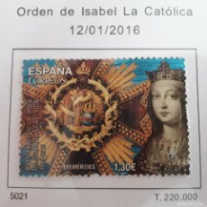 Sellos: SELLO DE ESPAÑA, ORDEN DE ISABEL LA CATÓLICA, EDIFIL 5021, AÑO 2016. Lote 403304109