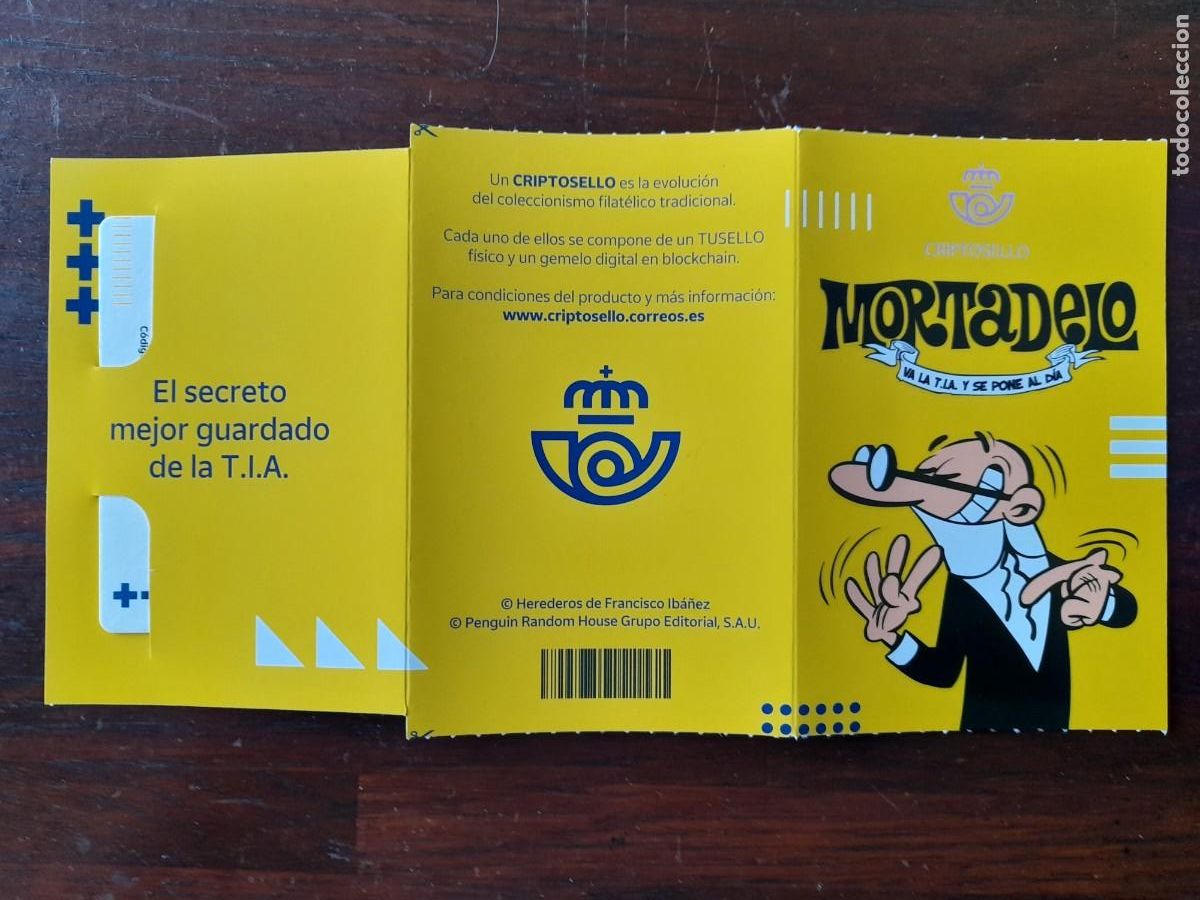 Sellos: Criptosello en carpeta homenaje a Mortadelo, edici&oacute;n especial criptosello con c&oacute;digo de visualizado - Foto 2