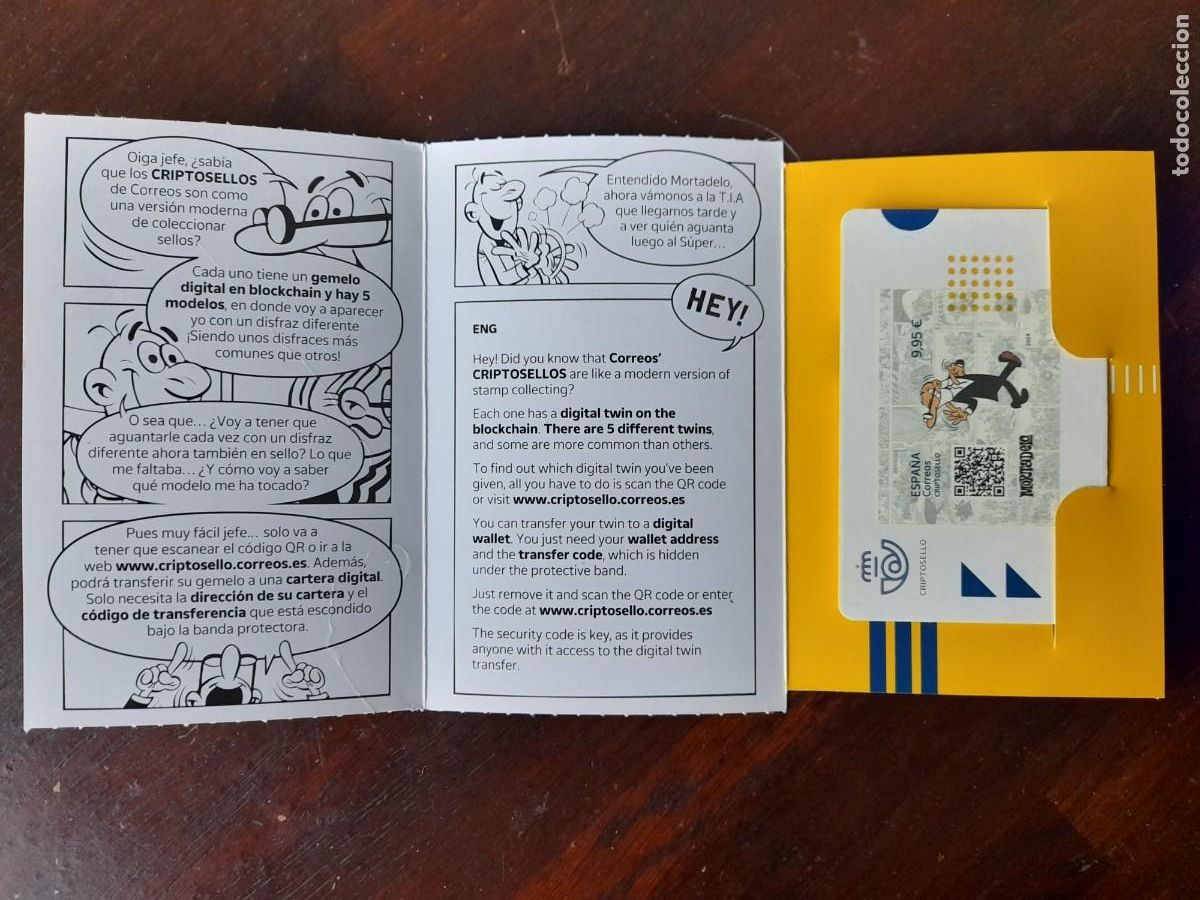 Sellos: Criptosello en carpeta homenaje a Mortadelo, edici&oacute;n especial criptosello con c&oacute;digo de visualizado - Foto 1