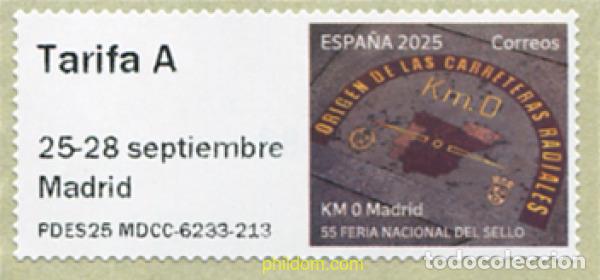 Sellos: 777287 MNH ESPA&Ntilde;A 2025 ETIQUETA ATM. 55 FERIA NACIONAL DEL SELLO. KM 0.