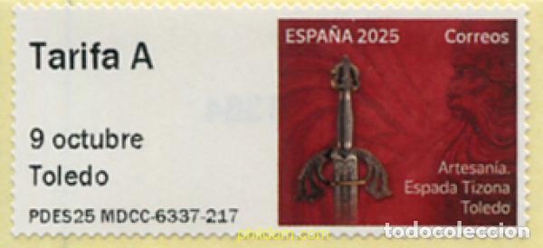 Stamps: 777293 MNH ESPA&Ntilde;A 2025 ARTESAN&iacute;A. ESPADA TIZONA. TOLEDO.