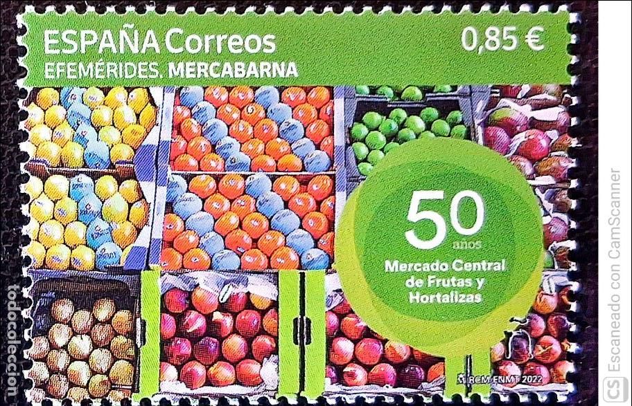 Sellos: Espa&ntilde;a. 5546 Efem&eacute;rides: Aniversario de Mercabarna. Mercado Central de frutas y verduras. 2022. Sell