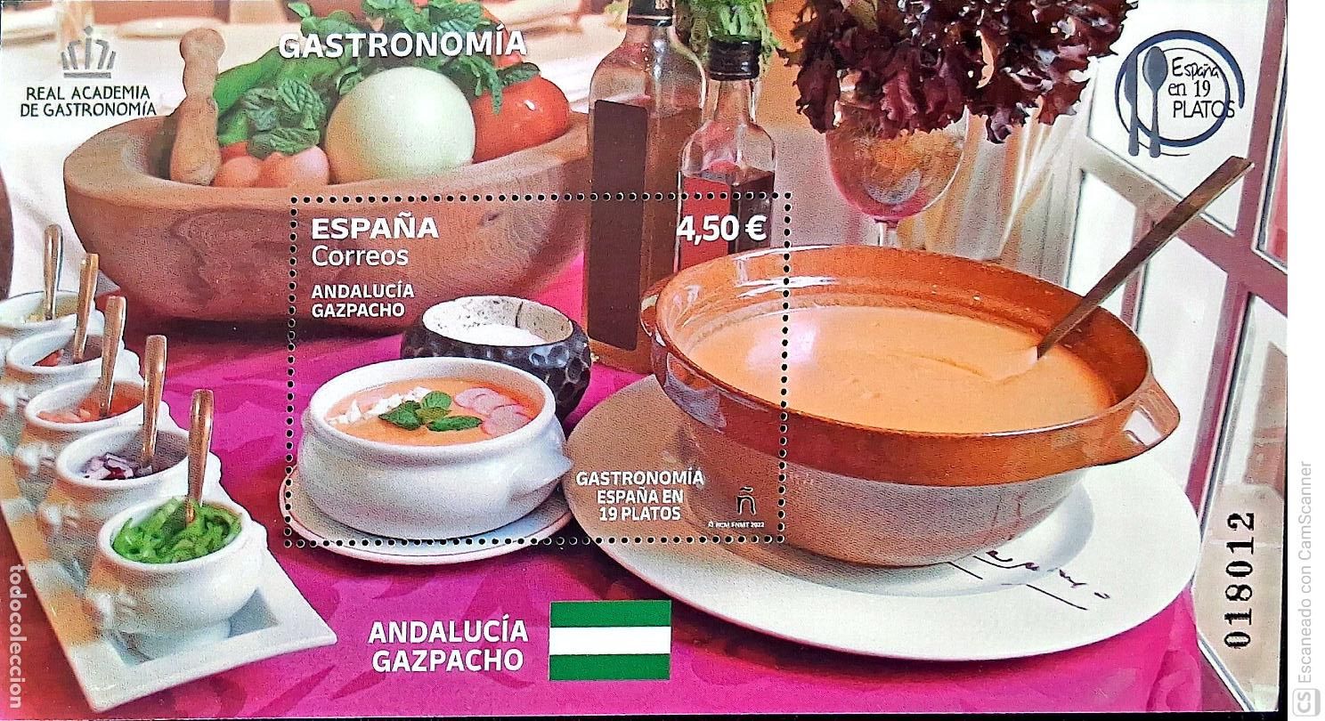 Sellos: Espa&ntilde;a. 5547 HB Gastronom&iacute;a: Gazpacho. 2022. Sellos nuevos y numeraci&oacute;n Edifil.