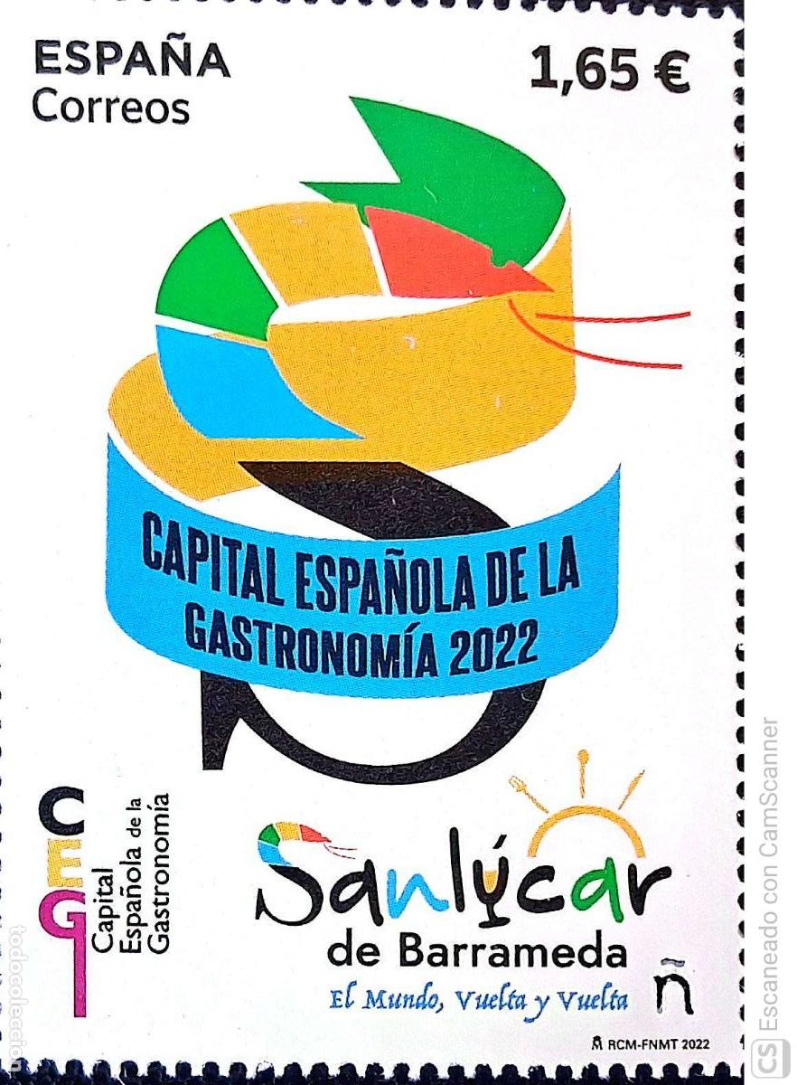 Sellos: Espa&ntilde;a. 5562 Sanl&uacute;car de Barrameda: Capital espa&ntilde;ola de la Gastronomia. 2022. Sellos nuevos y numera
