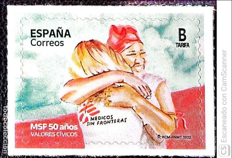 Sellos: Espa&ntilde;a. 5585/86 Valores c&iacute;vicos. M&eacute;dicos Sin Fronteras. 50 a&ntilde;os y Amnist&iacute;a Internacional. 2022. Sell