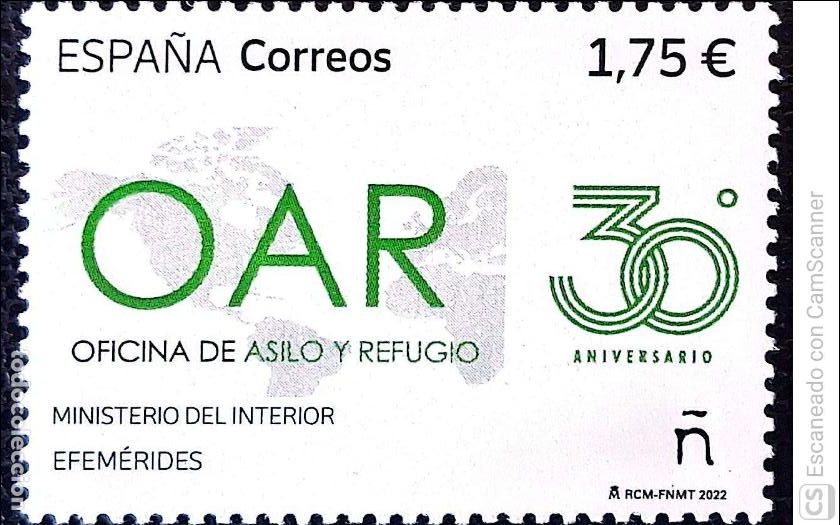 Sellos: Espa&ntilde;a. 5590 Efem&eacute;rides. 30 a&ntilde;os de la Oficina de Asilo y Refugio. 2022. Sellos nuevos y numeraci&oacute;n
