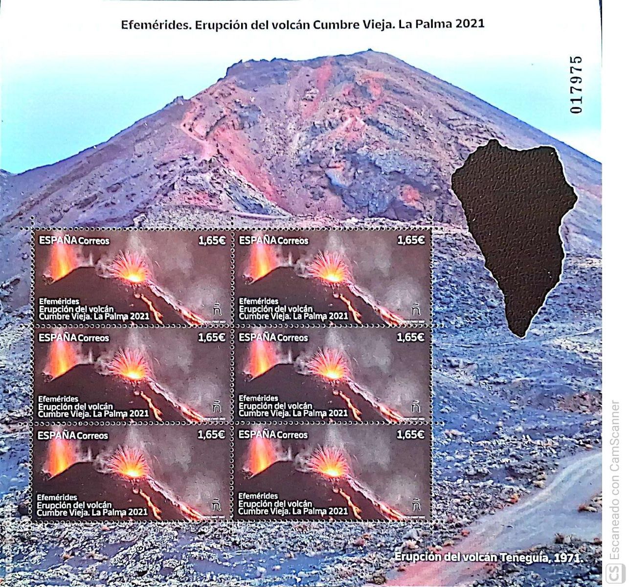 Sellos: Espa&ntilde;a. 5604 HB Efem&eacute;rides. Erupci&oacute;n Volc&aacute;n Cumbre Vieja 2021. La Palma. 2022. Sellos nuevos y numer
