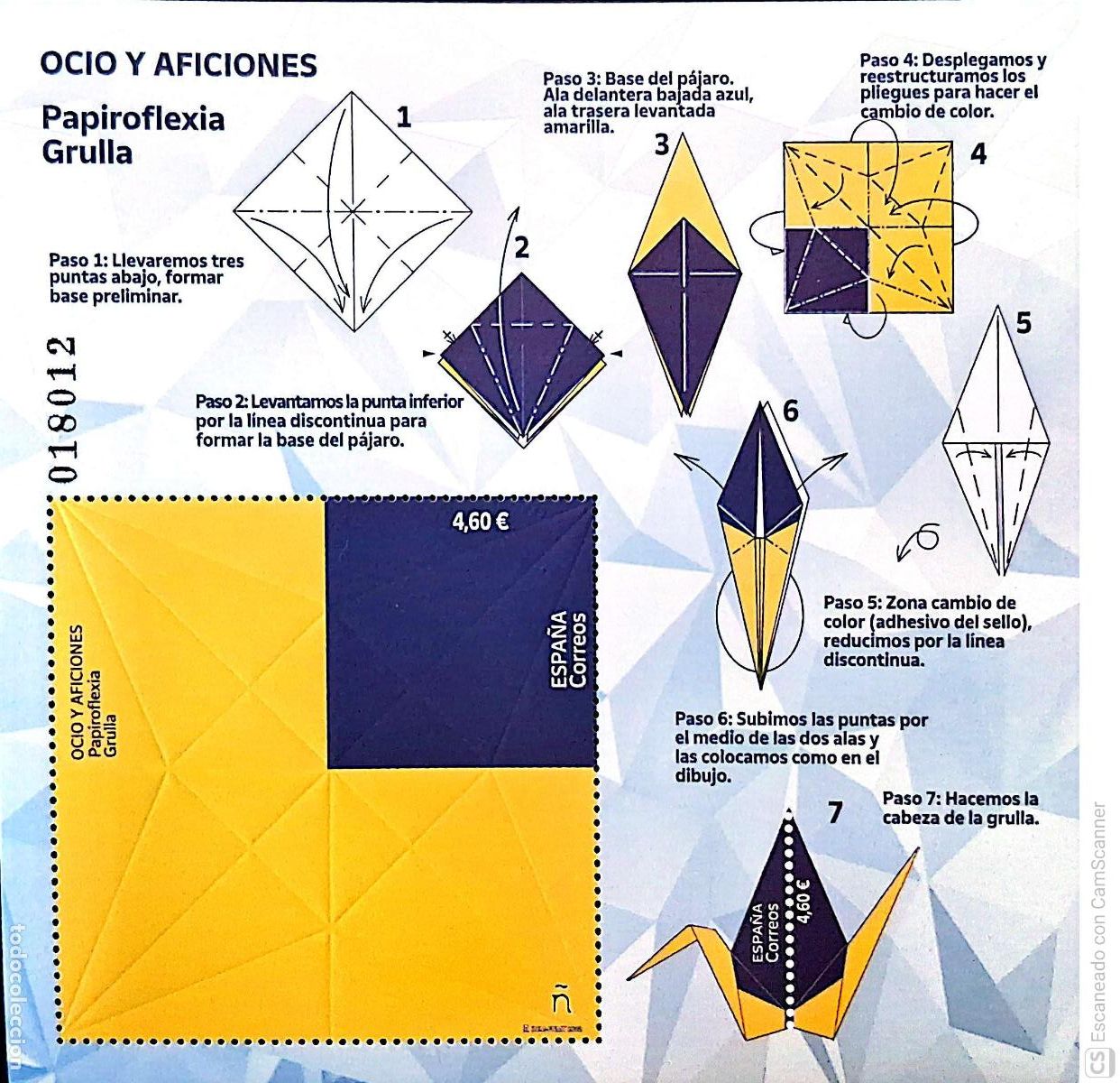 Sellos: Espa&ntilde;a. 5608 HB Ocio y aficiones. Papiroflexia. Grulla. 2022. Sellos nuevos y numeraci&oacute;n Edifil.
