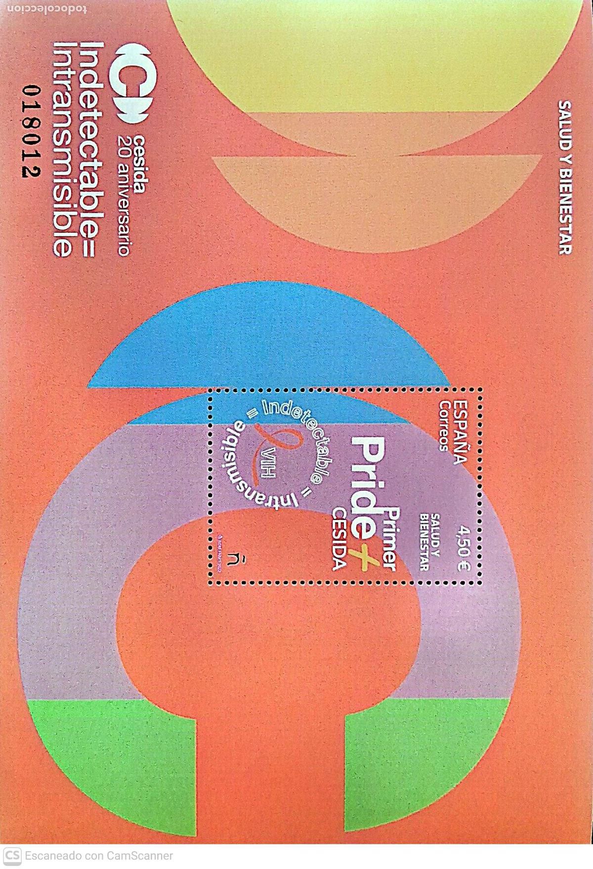 Sellos: Espa&ntilde;a. 5625 HB Salud y bienestar. VIH. INDETECTABLE = INTRANSMITIBLE. 2022. Sellos nuevos y numerac