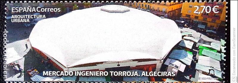 Sellos: Espa&ntilde;a. 5598 Arquitectura urbana. Mercado Ingeniero Torroja. Algeciras. 2022. Sellos nuevos y numera