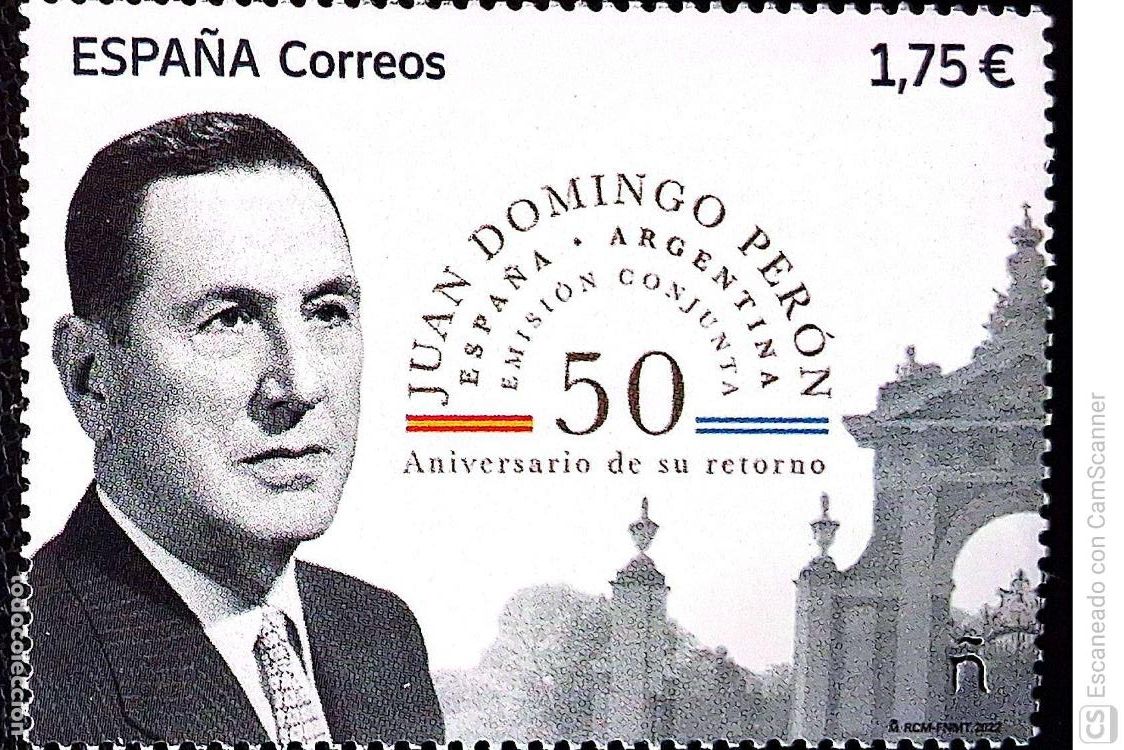Sellos: Espa&ntilde;a. 5599 Emisi&oacute;n Conjunta Espa&ntilde;a-Argentina: Juan Domingo Per&oacute;n. 2022. Sellos nuevos y numeraci&oacute;n