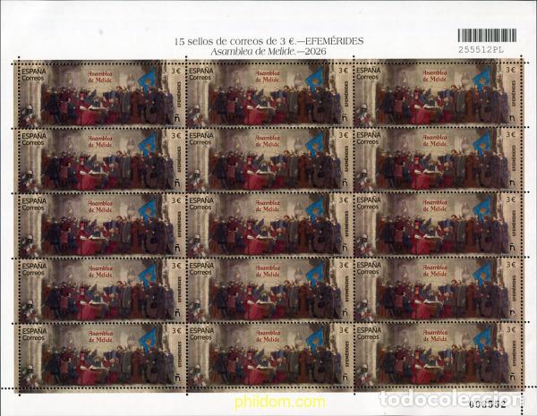 Sellos: 777306 MNH ESPA&Ntilde;A 2026 EFEM&eacute;RIDES. ASAMBLEA DE MELIDE.