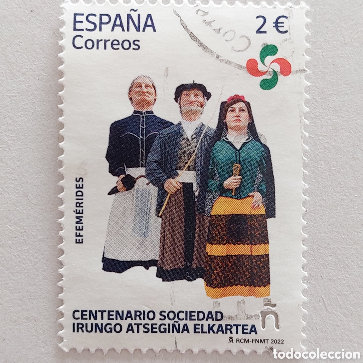 Sellos: 2022 Espa&ntilde;a Usado Efem&eacute;rides Centenario Sociedad Irungo Atsegi&ntilde;a