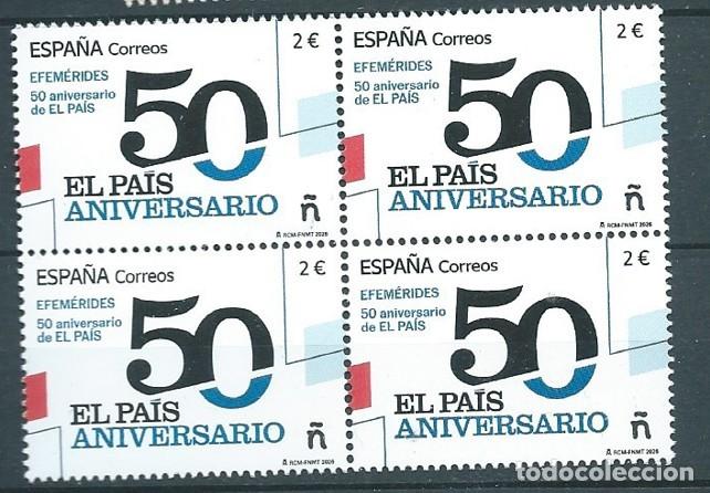 Sellos: ESPA&Ntilde;A 2026 50 ANIVERSARIO DIARIO EL PA&Iacute;S BLOQUE 4V MNH ED 5905 YT 5666