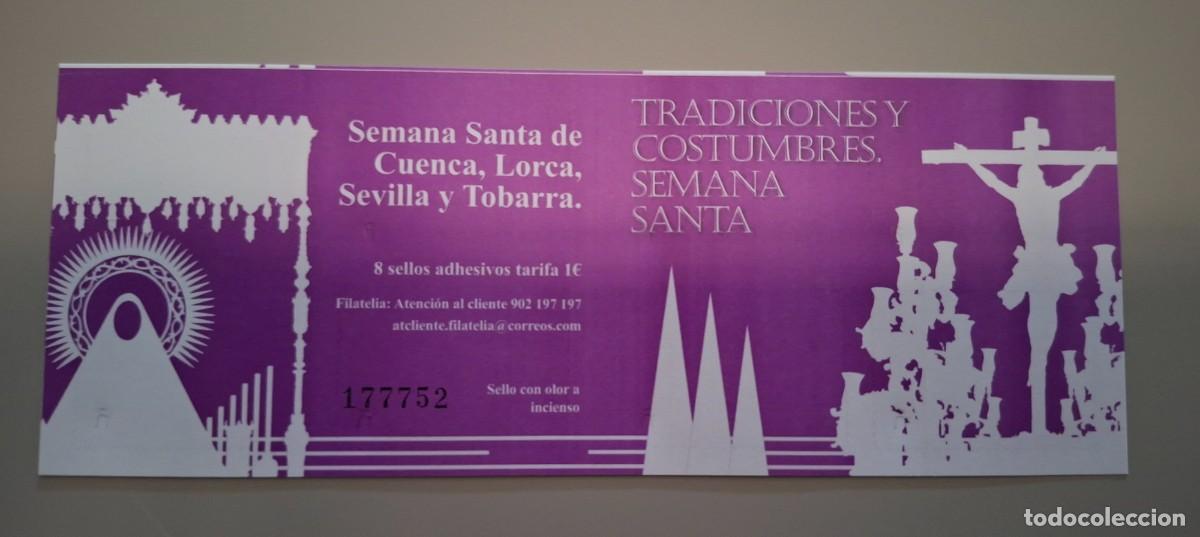 Sellos: SEMANA SANTA CUENCA, LORCA, SEVILLA, TOBARA - CARNET CON 8 SELLOS - EDIFIL 5037C, ESPA&Ntilde;A ..A3817A